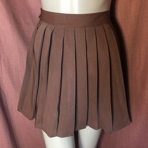 Brown Pleated Tennis Skirt Cheerleader Kawaii